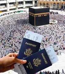 Stressed pilgrim holding empty bag near Masjid al-Haram in Makkah after losing passport during Umrah journey in Saudi Arabia