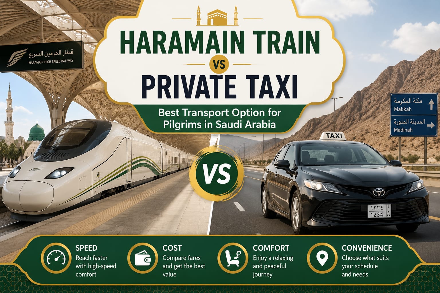 Haramain Train vs Private Taxi: Best Transport Option for Pilgrims in Saudi Arabia